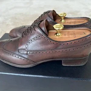 靴 vintage PRADA wing tip leather shoes Prada Oxford Wingtip Platform Chunky Derby US 9.5 UK 8.5